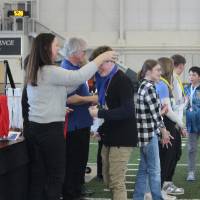 Giving medals at Awards Ceremony